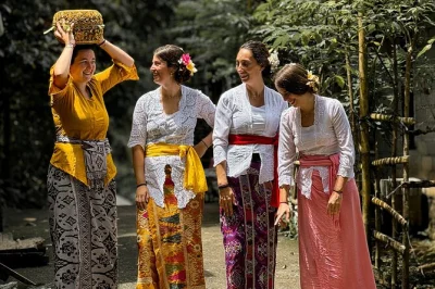 Stay in a balinese village, join a hands-on cooking class, taste fresh arak, and bathe in the river. includes meals, hotel pickup, and traditional house stay. book now.