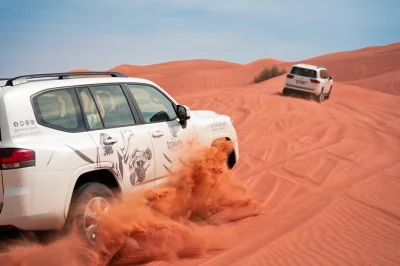 Découvrez le désert de lehbab à dubaï avec du dune bashing, du sandboard et une balade à dos de chameau. prise en charge à l’hôtel, eau et guide local inclus. réservez maintenant.