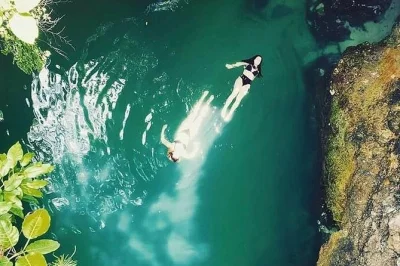 Tour privativo saindo de montego bay ou negril para blue hole mineral spring e rick's cafe. nade, pule das falésias, relaxe e aproveite o pôr do sol em negril.