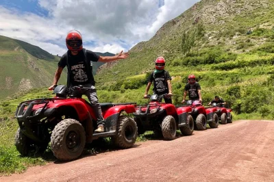 Ride atvs from cusco or urubamba to perolniyoc waterfall in the sacred valley. includes hotel pickup, local guide, and optional craft beer stop.
