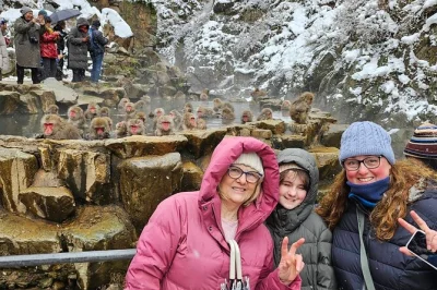 Veja os macacos da neve em jigokudani com guia local, aproveite as águas termais da montanha e relaxe em um spa para os pés. inclui ônibus ida e volta da estação yudanaka.