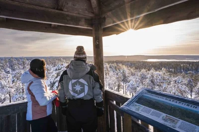 Explore as florestas selvagens da lapônia em uma caminhada em grupo pequeno com guia local. inclui transporte, roupas quentes e fotos editadas. reserve já.